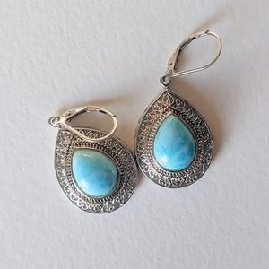 Novica Larimar and Sterling Silver 925 Earrings